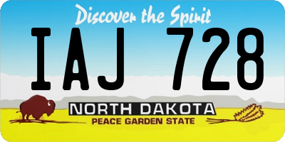 ND license plate IAJ728