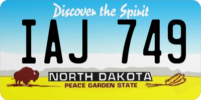 ND license plate IAJ749