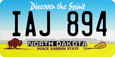 ND license plate IAJ894