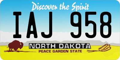 ND license plate IAJ958