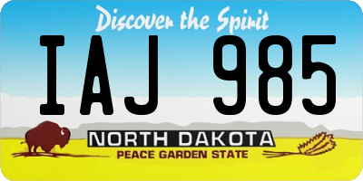 ND license plate IAJ985