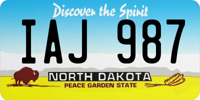 ND license plate IAJ987