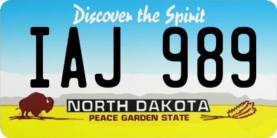 ND license plate IAJ989