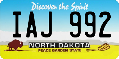 ND license plate IAJ992