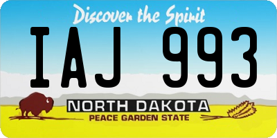 ND license plate IAJ993
