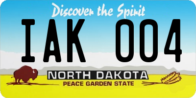 ND license plate IAK004