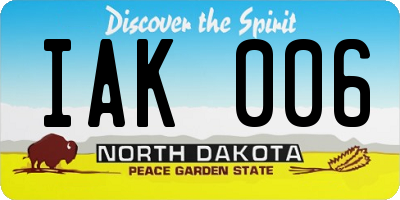 ND license plate IAK006