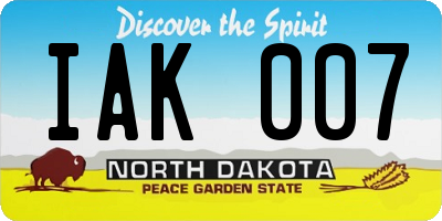 ND license plate IAK007
