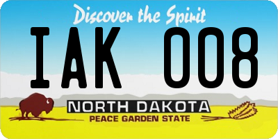 ND license plate IAK008