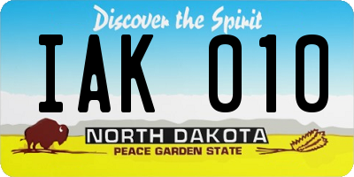 ND license plate IAK010