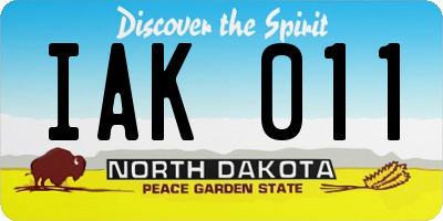 ND license plate IAK011