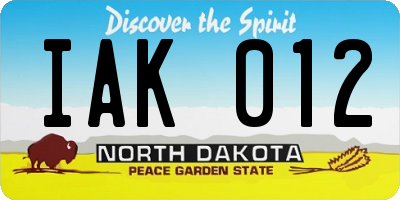 ND license plate IAK012