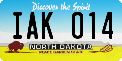 ND license plate IAK014