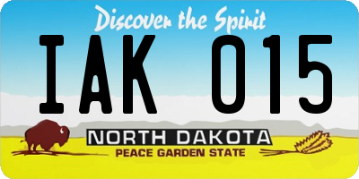 ND license plate IAK015