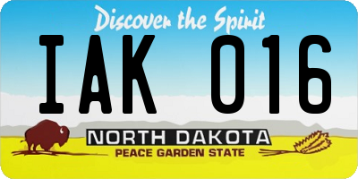 ND license plate IAK016