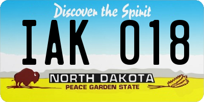 ND license plate IAK018