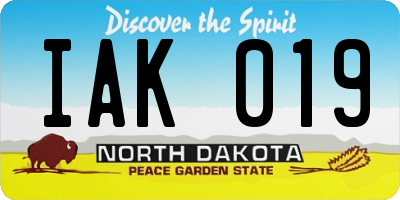 ND license plate IAK019