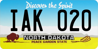 ND license plate IAK020