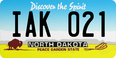 ND license plate IAK021
