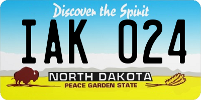 ND license plate IAK024