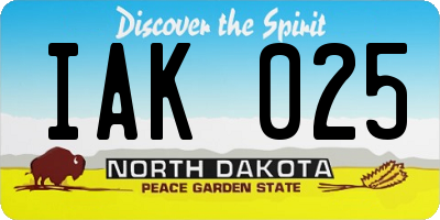 ND license plate IAK025