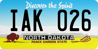 ND license plate IAK026