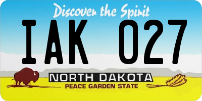 ND license plate IAK027