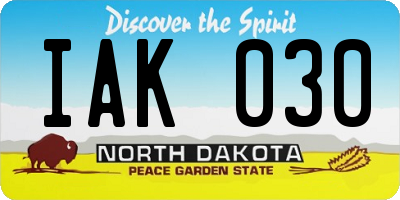 ND license plate IAK030