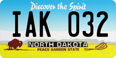 ND license plate IAK032