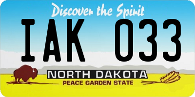 ND license plate IAK033