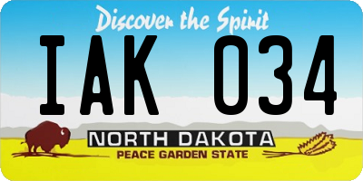 ND license plate IAK034