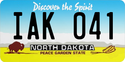 ND license plate IAK041
