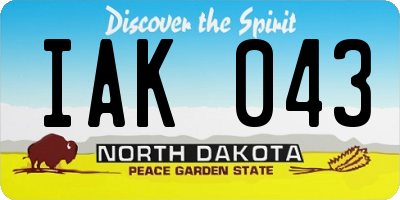 ND license plate IAK043