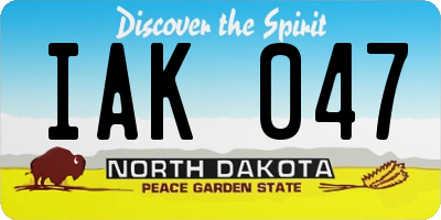 ND license plate IAK047