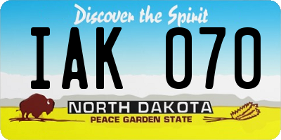 ND license plate IAK070