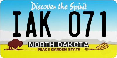 ND license plate IAK071