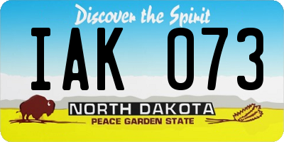 ND license plate IAK073