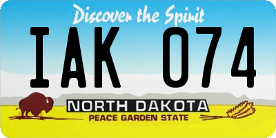 ND license plate IAK074