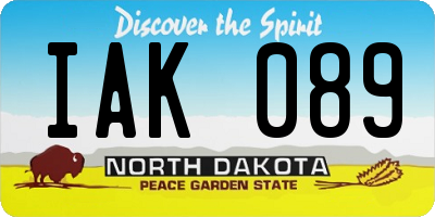 ND license plate IAK089