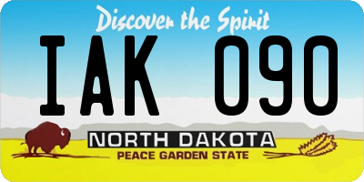 ND license plate IAK090