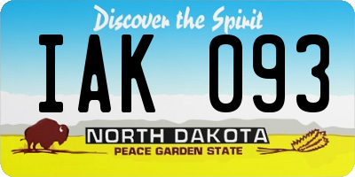 ND license plate IAK093