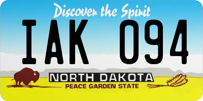 ND license plate IAK094