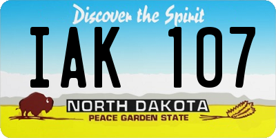 ND license plate IAK107