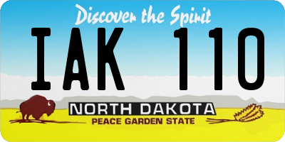 ND license plate IAK110
