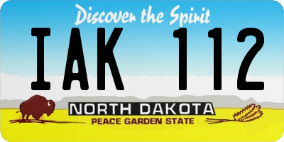 ND license plate IAK112