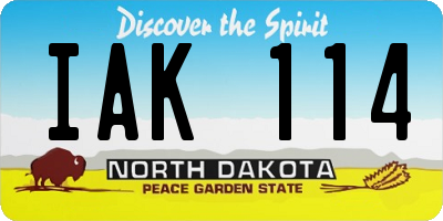 ND license plate IAK114