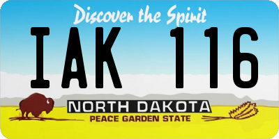 ND license plate IAK116