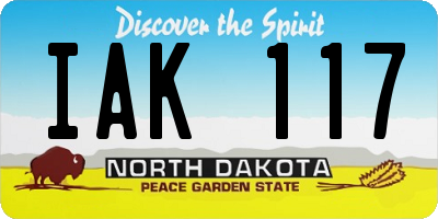ND license plate IAK117