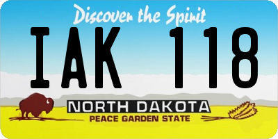 ND license plate IAK118