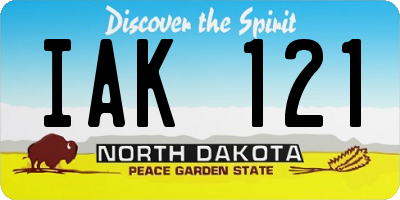 ND license plate IAK121